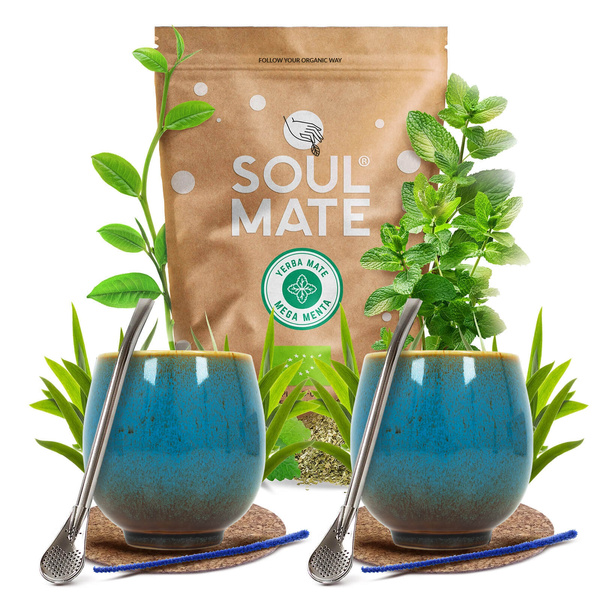 Conjuto de Erva Mate Soul Mate 500g 0,5kg 2x Calabaza + 2x Bombilla