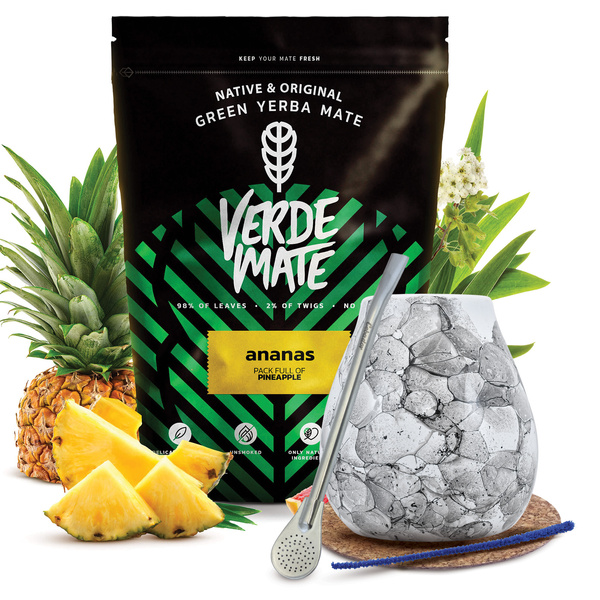 Conjuto de Erva Mate Verde Mate 500g 0,5kg Calabaza + Bombilla