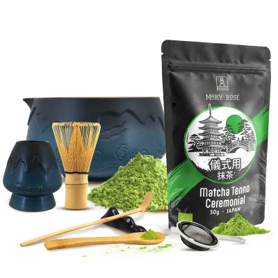 Conjunto cerimonial para preparar chá matcha: matcha BIO japonesa 30g + acessórios