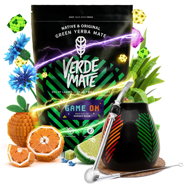 Conjuto de Erva Mate Verde Mate Game On 400g 0,4kg Calabaza + Bombilla