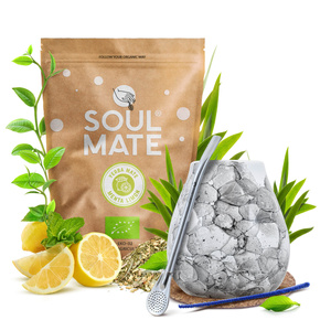 Conjuto de Erva Mate Soul Mate Organica Menta Limon 500g 0,5kg Calabaza + Bombilla