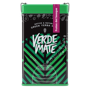 Yerbera – Lata metálica + Verde Mate Green Frutos del Bosque 0,5 kg