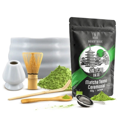 Conjunto cerimonial para preparar chá matcha: matcha BIO japonesa 30g + acessórios