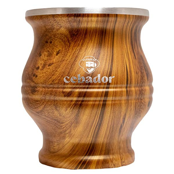 TermoColador – cuia de erva-mate + peneira + bombilla – cor de madeira