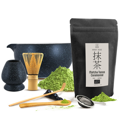 Conjunto cerimonial para preparar chá matcha: matcha BIO japonesa 30g + acessórios