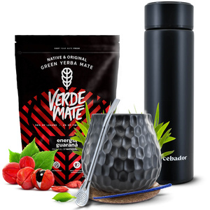 Conjuto de Erva Mate Verde Mate 400g 0,4kg Garrafa Térmica LED