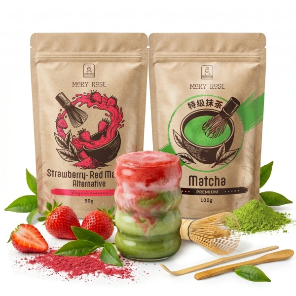 Kit para Matcha Latte colorido: Matcha + Red Matcha + acessórios