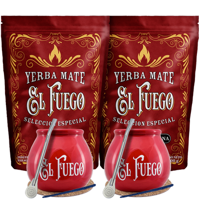 Yerba Mate El Fuego set for two Bombilla POWER