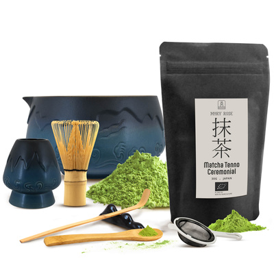 Conjunto cerimonial para preparar chá matcha: matcha BIO japonesa 30g + acessórios