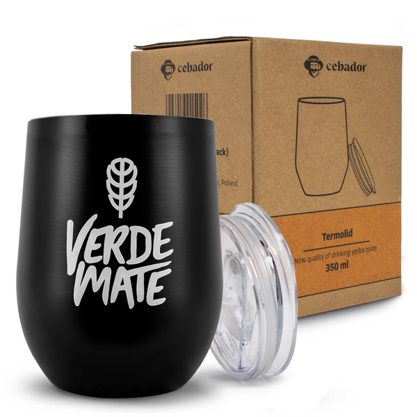 TermoLid – copo térmico para erva mate com tampa – Verde Mate (preto) – 350 ml