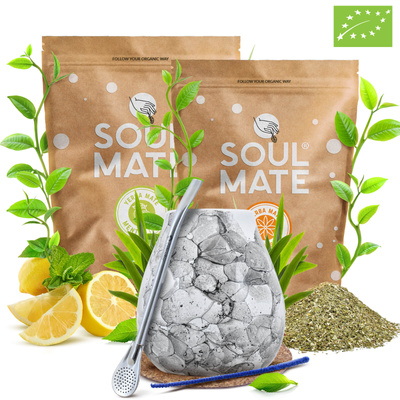 Conjuto de Erva Mate Soul Mate Organica 2x500g 1kg Calabaza + Bombilla