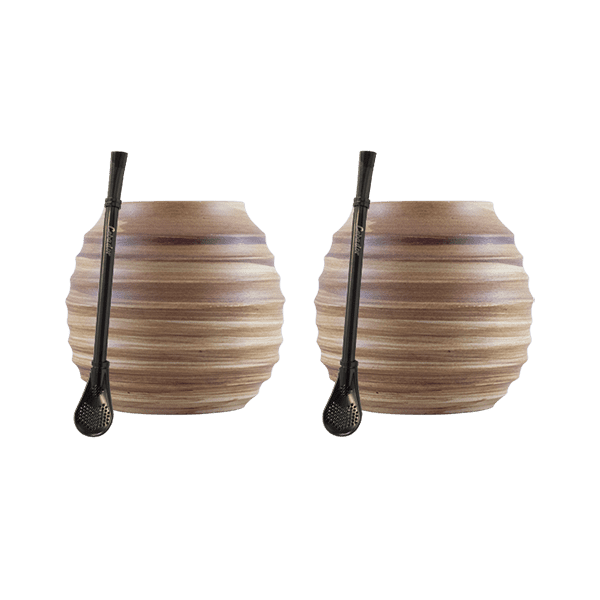 Conjunto de Acessórios para Erva Mate: 2x Calabaza + 2x Bombilla
