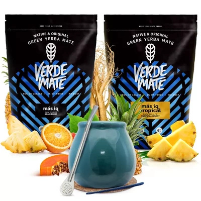 Conjunto de erva-mate Verde Mate bombilla de cerâmica calabash