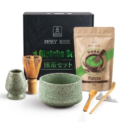 Conjunto-presente: matcha premium + matchawan + acessórios de bambu