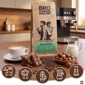 Bro Coffee Roastery – Café em grão inteiro Brazil Mogiana Premium 400 g