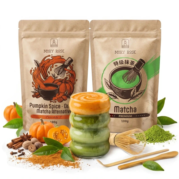 Kit para Matcha Latte colorido: Matcha + Orange Matcha + acessórios
