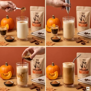 Conjunto para Pumpkin Spice Latte: café Bro Coffee Roastery Brazil Guaxupe 1kg + Pumpkin Spice Latte Mix 100g