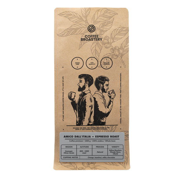 Bro Coffee Roastery - Café em grão inteiro Amico dall'Italia Espresso Roast 1kg