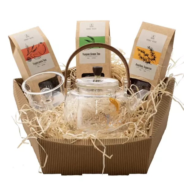 Conjunto de chá premium para cesto de oferta