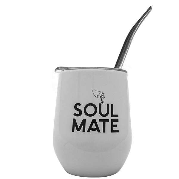TermoLid – copo térmico para erva mate com tampa – Soul Mate (branco) – 350 ml