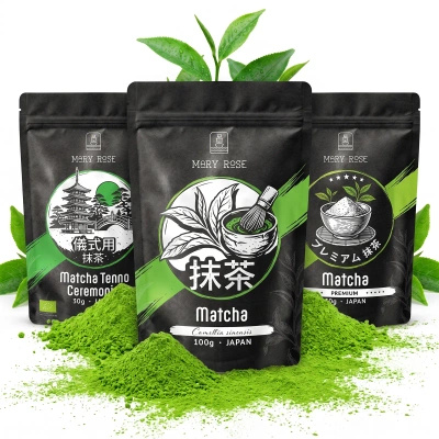 Conjunto de 3 chás matcha biológicos do Japão: cerimonial + premium + culinário