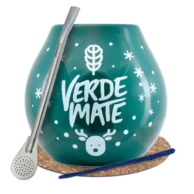 Erva Mate conjunto de inverno Verde Mate calabaza + bombilla