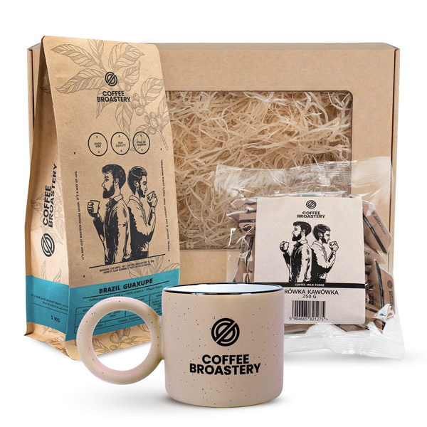 Conjunto presente Coffee Broastery: café Brazil Guaxupe + caramelos de leite com sabor a café + caneca