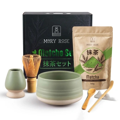 Conjunto para presente: matcha + matchawan + acessórios de bambu