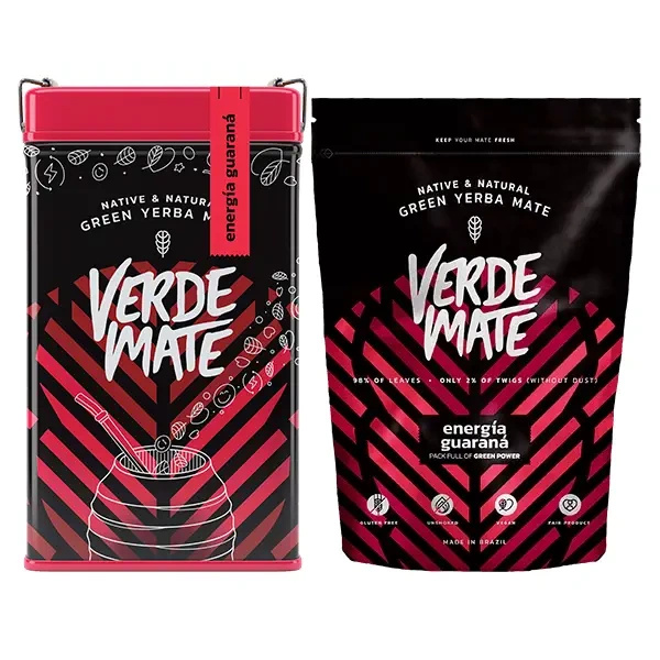 Conjuto de Erva Mate: Verde Mate Energía Guaraná 2x500g + Yerbera