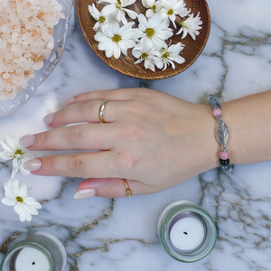Pulseira Mala com rodonite e quartzo fumado