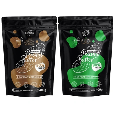 Conjunto de manteiga de amendoim em pó Nustino: Classic + Coconut 2x400g