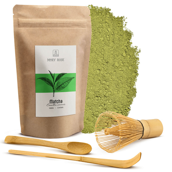 Conjunto Matcha Tradicional 100g + Chasen + Chashaku