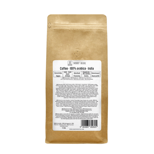 Mary Rose - café em grão inteiro Índia Karnataka premium 1kg