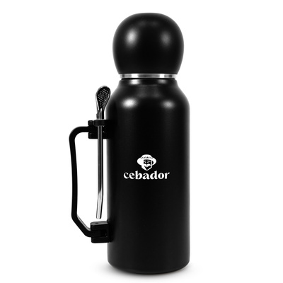YerbaGo – Garrafa térmica com cuia e bombilla 1,3 L – preto