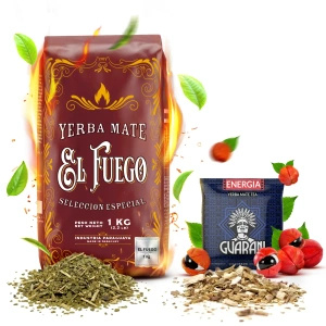 Conjuto de Erva Mate: El Fuego 1kg + amostra Guarani Energia 50g