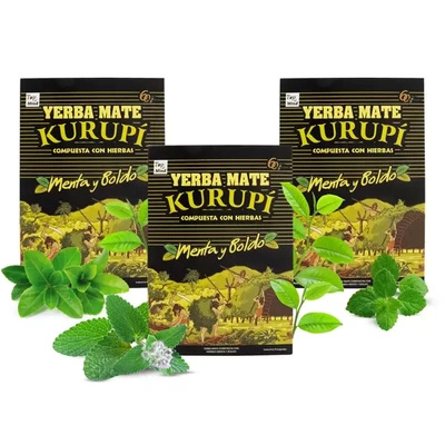 Erva Mate Kurupi Menta Boldo 3x500g 1500g