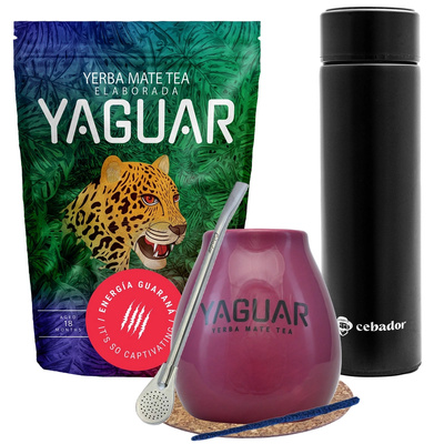 Conjunto de Garrafas Térmicas Yerba Mate Yaguar Energia Guaraná