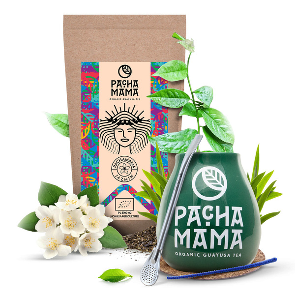 Conjuto de Guayusa Pachamama Jazmín 100g + Calabaza + Bombilla