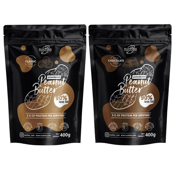 Conjunto de manteiga de amendoim em pó Nustino: Classic + Chocolate 2x400g