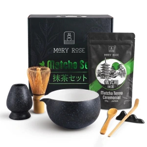 Conjunto-presente: matcha cerimonial japonês + matchawan + acessórios de bambu