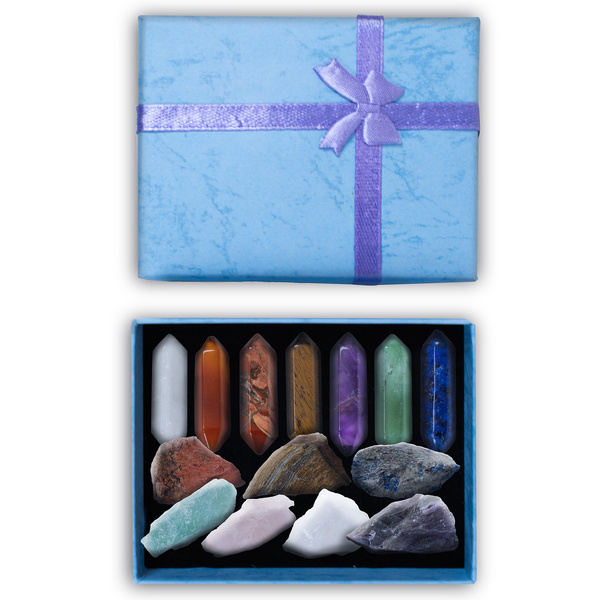 Conjunto de pedras dos chakras – em caixa de presente