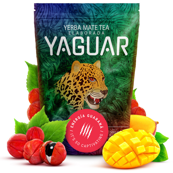 Conjuto de Erva Mate Yaguar Energia 500g 0,5kg Yerbomos + Calabaza + Bombilla