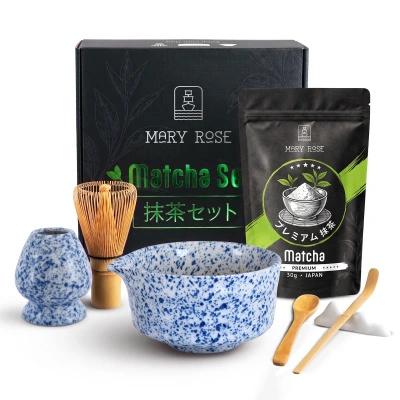 Conjunto de presente: matcha japonês premium + matchawan + acessórios de bambu