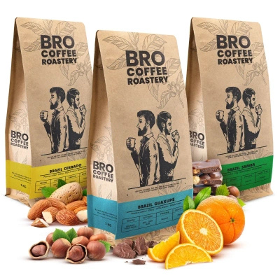 Conjuto de Bro Coffee Roastery Brazil Samba + Brazil Guaxupe + Brazil Cerrado 3x1kg (3kg)