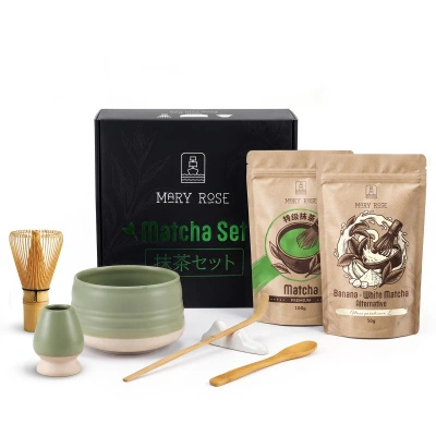 Kit presente para Matcha Latte colorido: Matcha + White Matcha + acessórios