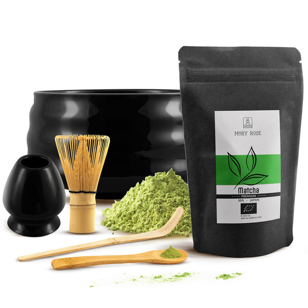 Conjunto PREMIUM para preparar chá matcha: matcha BIO japonesa 30g + acessórios