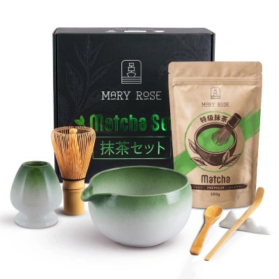 Conjunto-presente: matcha premium + matchawan + acessórios de bambu