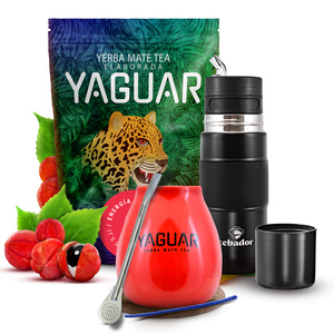 Conjuto de Erva Mate Yaguar Energia 500g 0,5kg Yerbomos + Calabaza + Bombilla