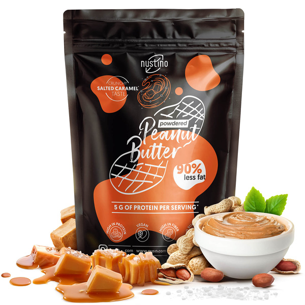 Conjunto de manteiga de amendoim em pó Nustino: Raspberry + Salted Caramel + Matcha 3x400g