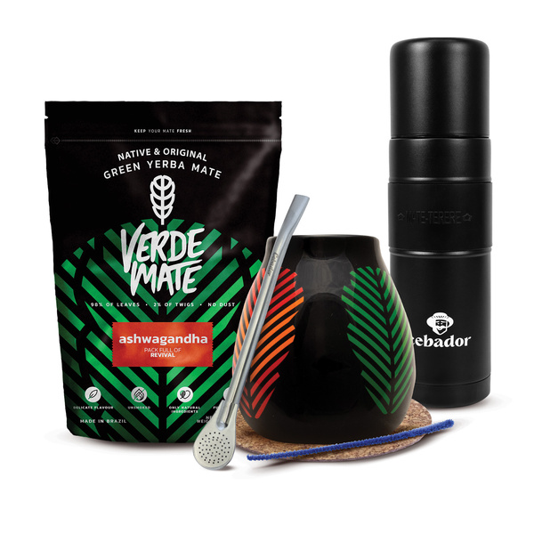 Conjuto de Erva Mate Verde Mate 400g 0,4kg Yerbomos XL + Calabaza + Bombilla